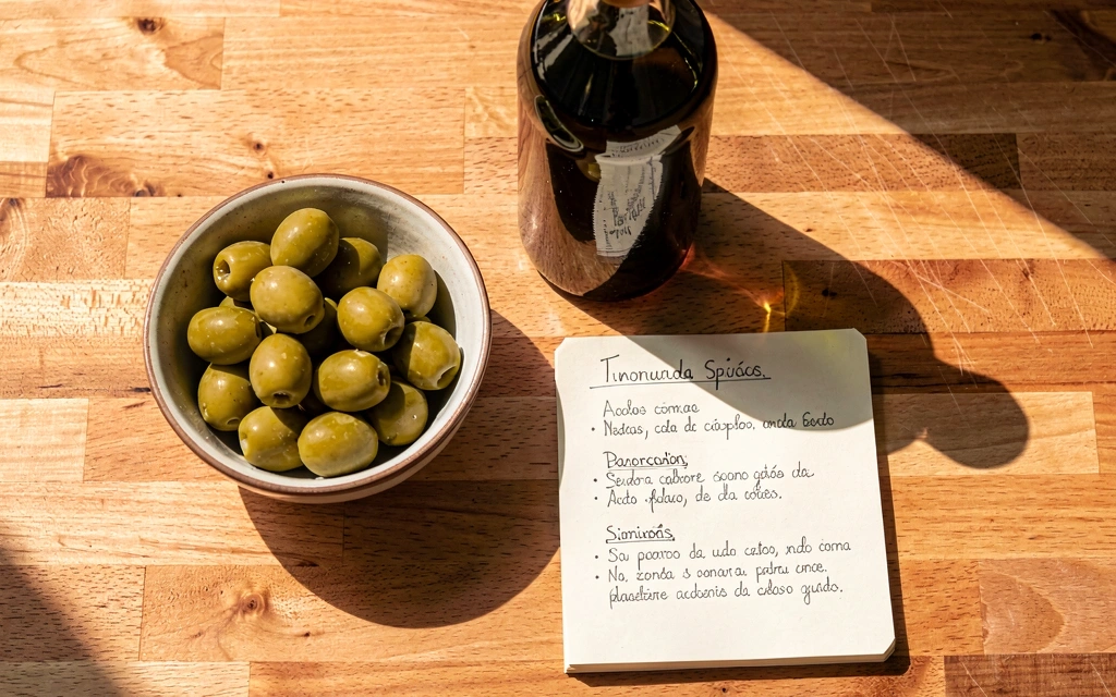 Ingredientes mediterrânicos e notas de cozinha