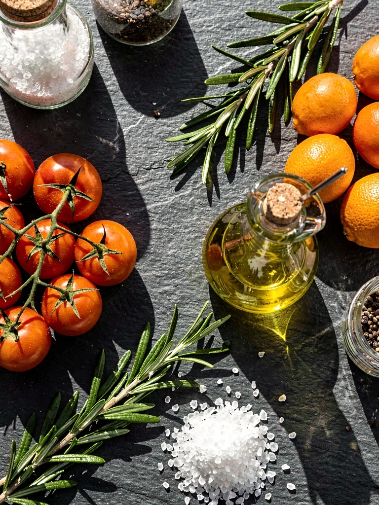 Ingredientes mediterrânicos frescos